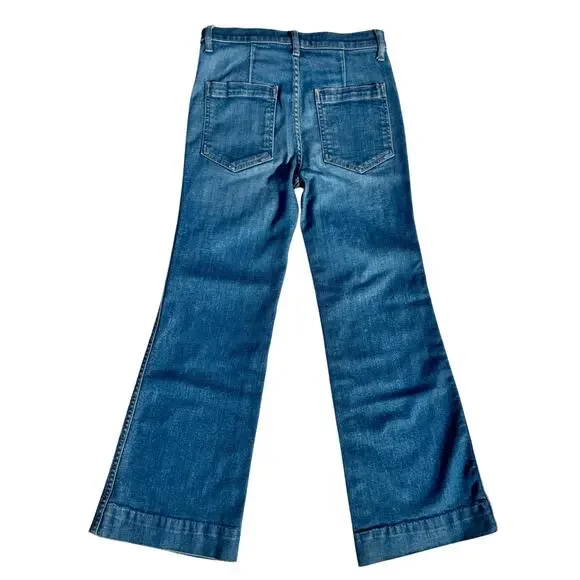 The Great. Sea Wide Leg High Rise Crop Jeans Women’s 26 Retro Boho Coastal Euro - Picture 3 of 15